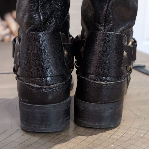 Nine West Vintage America Vavalcaria Black Leather Harness Riding Boots Sz 6.5 - Picture 5 of 14